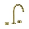8 In. Widespread Bathroom Sink Faucet With 360-Degree Swivel Spout In Brushed Gold
