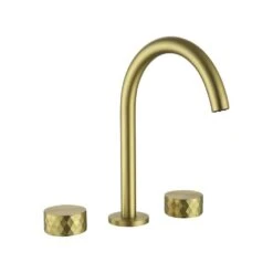 8 In. Widespread Bathroom Sink Faucet With 360-Degree Swivel Spout In Brushed Gold