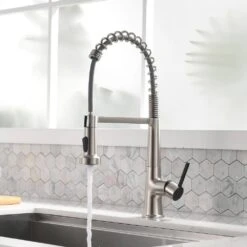 Single Handle No Sensor Pull Down Sprayer Kitchen Faucet In Brushed Nickel And Matte Black -FURITURE SALE SHOP brushed nickel and matte black pull down kitchen faucets q xy 2270n 1p 1r 1f 1000