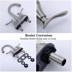 4 In. 2-Handle Bathroom Faucet Vanity Sink Faucet With Drain Kit In Brushed Nickel -FURITURE SALE SHOP brushed nickel centerset bathroom faucets x dr 4009 np 1f 1000