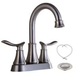 4 In. 2-Handle Bathroom Faucet Vanity Sink Faucet With Drain Kit In Brushed Nickel