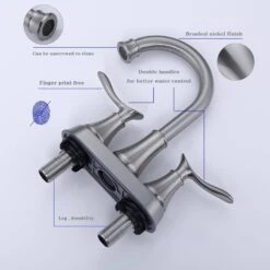 4 In. 2-Handle Bathroom Faucet Vanity Sink Faucet With Drain Kit In Brushed Nickel -FURITURE SALE SHOP brushed nickel centerset bathroom faucets x dr 4009 np 76 1000