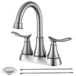 4 In. 2-Handle Bathroom Vanity Sink Faucets Bathroom Faucet With Drain Kit Included In Brushed Nickel