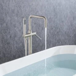 1-Handle Freestanding Tub Faucet With Hand Shower With Waterfall In Brushed Nickel -FURITURE SALE SHOP brushed nickel claw foot tub faucets q pzz 8008bn 1f 1000