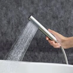 1-Handle Freestanding Tub Faucet With Hand Shower With Waterfall In Brushed Nickel -FURITURE SALE SHOP brushed nickel claw foot tub faucets q pzz 8008bn 31 1000