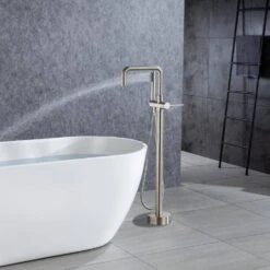 1-Handle Freestanding Tub Faucet With Hand Shower With Waterfall In Brushed Nickel -FURITURE SALE SHOP brushed nickel claw foot tub faucets q pzz 8008bn fa 1000