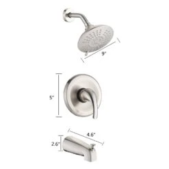 Single Handle 5 Spray Patterns Freestanding Tub And Shower Faucet 2.2 GPM In Brushed Nickel -FURITURE SALE SHOP brushed nickel claw foot tub faucets x w1219 w43762 fa 1000