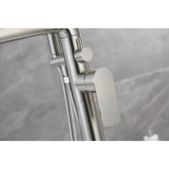 Luxury Freestanding Bathroom Cantilever Tub Faucets With Hand Shower Brass Shower Set In Brushed Nickel -FURITURE SALE SHOP brushed nickel claw foot tub faucets x xy hs273 77n 4f 1000