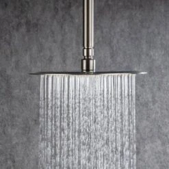 3-Spray Patterns With 2.5 GPM 12 In. Ceiling Mounted Dual Shower Heads Shower System Mix Set In Brushed Nickel 12 3-Spray Patterns With 2.5 GPM 12 In. Ceiling Mounted Dual Shower Heads Shower System Mix Set In Brushed Nickel -FURITURE SALE SHOP brushed nickel dual shower heads pzz 96205 bn kxc 44 1000