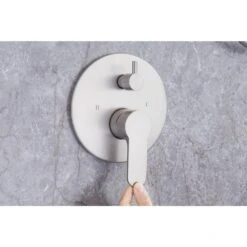 3-Spray Pattern With 2.5 GPM 10 In. Wall Mount Shower System Set Dual Shower Heads With Handheld Spray In Brushed Nickel -FURITURE SALE SHOP brushed nickel dual shower heads w1194 d96202bn zq 66 1000