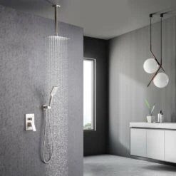 3-Spray Patterns With 2.5 GPM 12 In. Ceiling Mount Dual Shower Heads In Brushed Nickel -FURITURE SALE SHOP brushed nickel dual shower heads w1194 d97205bn kxc 31 1000