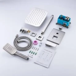 3-Spray Patterns With 2.5 GPM 12 In. Ceiling Mount Dual Shower Heads In Brushed Nickel -FURITURE SALE SHOP brushed nickel dual shower heads w1194 d97205bn kxc 76 1000