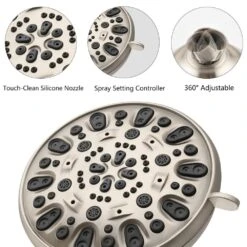 7 Spray Settings Fixed And Handheld Shower Head In Brushed Nickel -FURITURE SALE SHOP brushed nickel dual shower heads x w1219 w47477 1f 1000