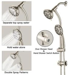 7 Spray Settings Fixed And Handheld Shower Head In Brushed Nickel -FURITURE SALE SHOP brushed nickel dual shower heads x w1219 w47477 fa 1000