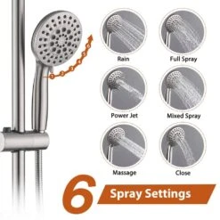 5 Spray Settings Dual Rain Shower Head With Handheld Shower Head 2.5 GPM In Brushed Nickel -FURITURE SALE SHOP brushed nickel dual shower heads x w1219 w56007 1f 1000