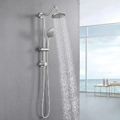5 Spray Settings Dual Rain Shower Head With Handheld Shower Head 2.5 GPM In Brushed Nickel -FURITURE SALE SHOP brushed nickel dual shower heads x w1219 w56007 31 1000