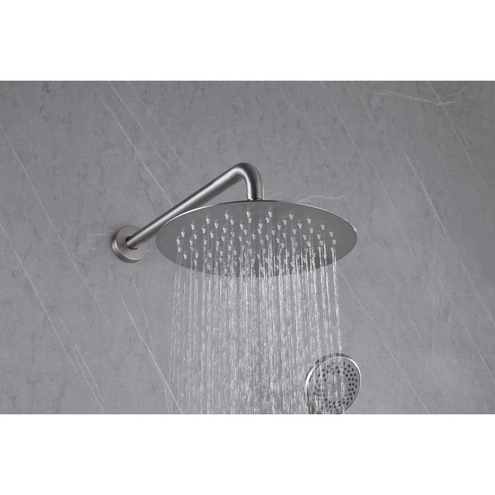 2-Spray Dual Shower Wall Mount Fixed And Handheld Shower Head Rainfall Shower System In Brushed Nickel 3 2-Spray Dual Shower Wall Mount Fixed And Handheld Shower Head Rainfall Shower System In Brushed Nickel - Image 3