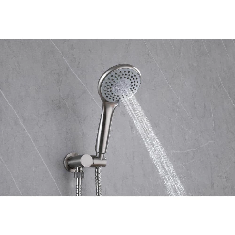 2-Spray Dual Shower Wall Mount Fixed And Handheld Shower Head Rainfall Shower System In Brushed Nickel 2 2-Spray Dual Shower Wall Mount Fixed And Handheld Shower Head Rainfall Shower System In Brushed Nickel - Image 2
