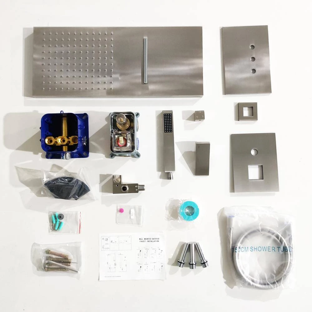 1-Spray Pattern Shower System Stainless Steel 22 In Fixed Shower Head With Hand Shower With Brushed Nickel 2 1-Spray Pattern Shower System Stainless Steel 22 In Fixed Shower Head With Hand Shower With Brushed Nickel - Image 2