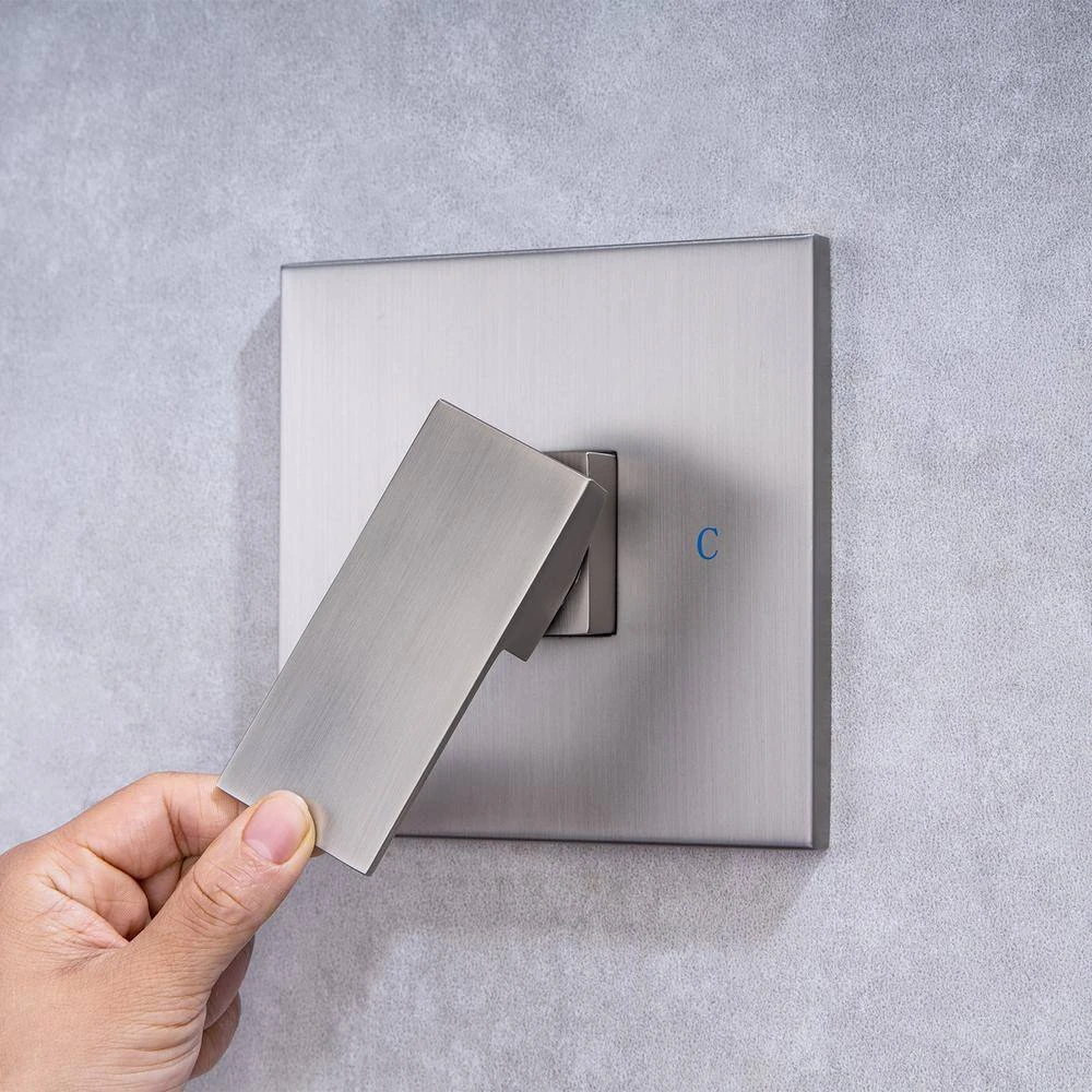 1-Spray Patterns With 2.5 GPM 10 In. Wall Mount Rain Fixed Shower Head In Brushed Nickel (Valve Included) 4 1-Spray Patterns With 2.5 GPM 10 In. Wall Mount Rain Fixed Shower Head In Brushed Nickel (Valve Included) - Image 4