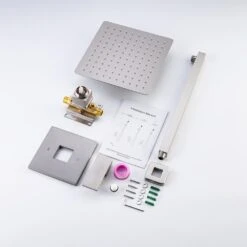 1-Spray Patterns With 2.5 GPM 10 In. Wall Mount Rain Fixed Shower Head In Brushed Nickel (Valve Included) 18 1-Spray Patterns With 2.5 GPM 10 In. Wall Mount Rain Fixed Shower Head In Brushed Nickel (Valve Included) -FURITURE SALE SHOP brushed nickel fixed shower heads pzz 93101 bn zq fa 1000