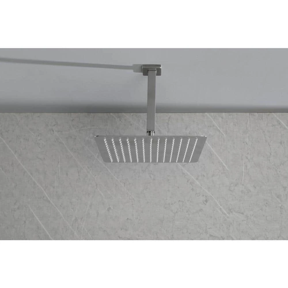 1-Spray Patterns With 2.5 GPM 12 In. Ceiling Mount Rain Fixed Shower Head In Brushed Nickel 3 1-Spray Patterns With 2.5 GPM 12 In. Ceiling Mount Rain Fixed Shower Head In Brushed Nickel - Image 3