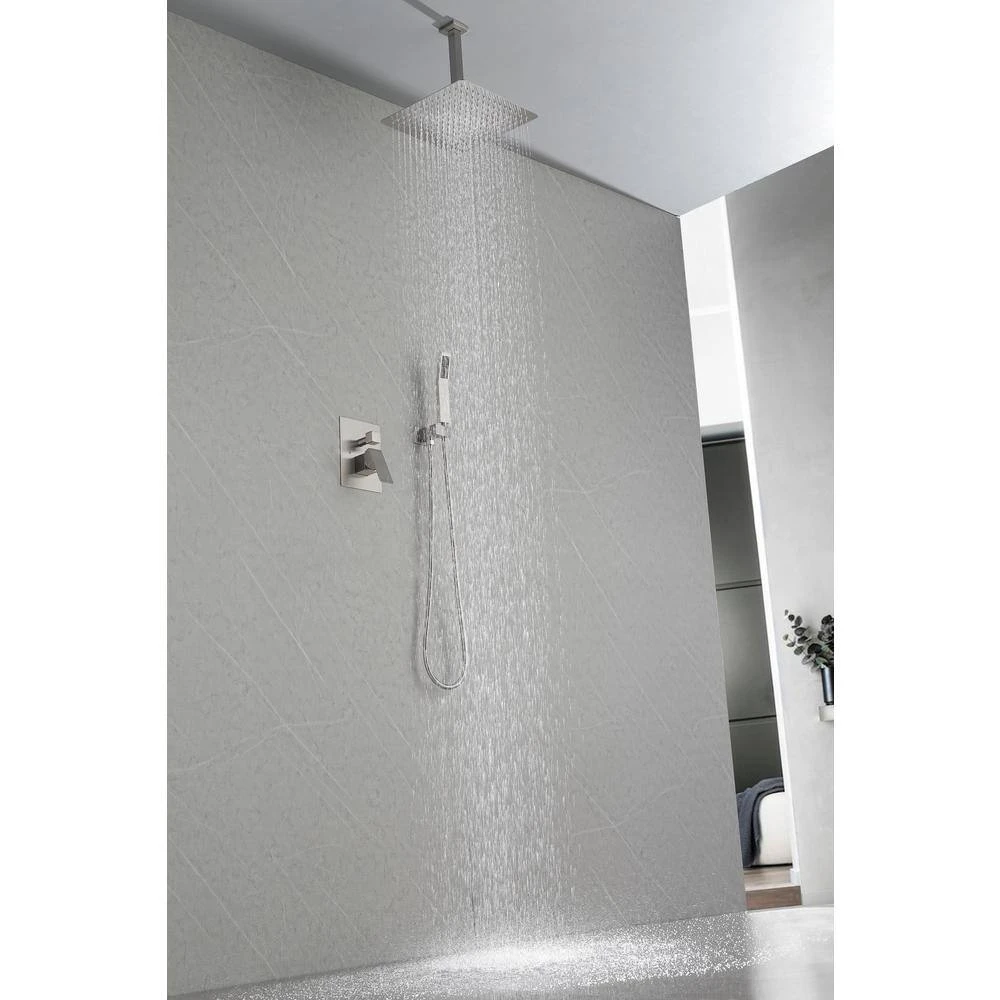 1-Spray Patterns With 2.5 GPM 10 In. Ceiling Mount Rain Fixed Shower Head In Brushed Nickel 5 1-Spray Patterns With 2.5 GPM 10 In. Ceiling Mount Rain Fixed Shower Head In Brushed Nickel - Image 5