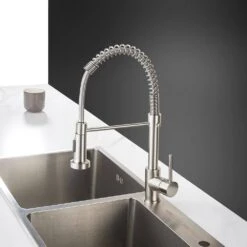 Single Handle Deck Mount Pull Down Sprayer Kitchen Faucet In Brushed Nickel -FURITURE SALE SHOP brushed nickel pull down kitchen faucets q xy 289n 45 4f 1000