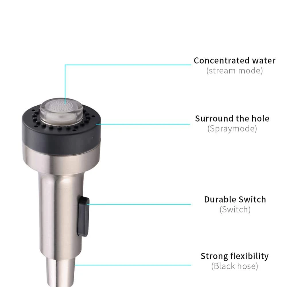 Single Handle Deck Mount Pull Down Sprayer Kitchen Faucet With LED In Brushed Nickel 5 Single Handle Deck Mount Pull Down Sprayer Kitchen Faucet With LED In Brushed Nickel - Image 5