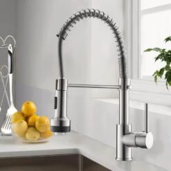 Single Handle Deck Mount Pull Down Sprayer Kitchen Faucet With LED In Brushed Nickel 15 Single Handle Deck Mount Pull Down Sprayer Kitchen Faucet With LED In Brushed Nickel -FURITURE SALE SHOP brushed nickel pull down kitchen faucets q xy 289n 45 led 31 1000