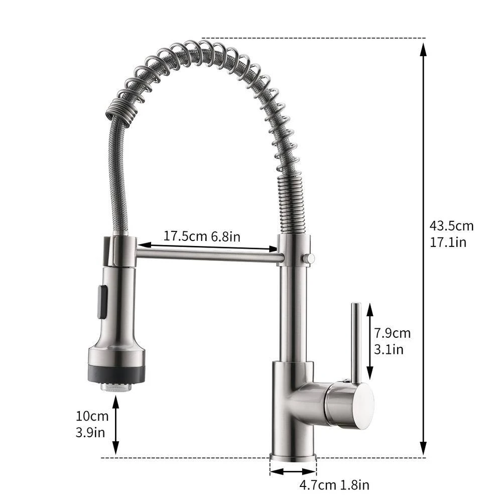 Single Handle Deck Mount Pull Down Sprayer Kitchen Faucet With LED In Brushed Nickel 7 Single Handle Deck Mount Pull Down Sprayer Kitchen Faucet With LED In Brushed Nickel - Image 7