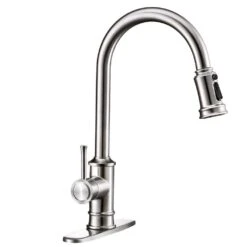 Single Handle 3 Modes Pull Down Sprayer Kitchen Cantilever Faucet Modern Kitchen Sink Faucet In Brushed Nickel