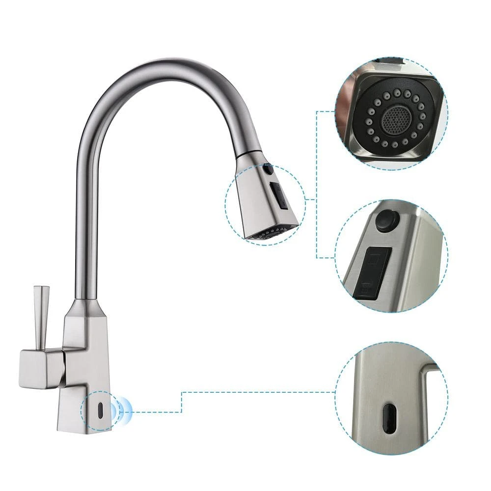 Single Handle Touchless Pull Down Sprayer Kitchen Faucet In Brushed Nickel 6 Single Handle Touchless Pull Down Sprayer Kitchen Faucet In Brushed Nickel - Image 6