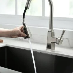 Single Handle Touchless Pull Down Sprayer Kitchen Faucet In Brushed Nickel 14 Single Handle Touchless Pull Down Sprayer Kitchen Faucet In Brushed Nickel -FURITURE SALE SHOP brushed nickel pull down kitchen faucets xy is2254n q fa 1000