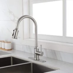 Single-Handle Touch High Arc Stainless Steel Pull Out Sprayer Kitchen Faucet In Brushed Nickel -FURITURE SALE SHOP brushed nickel pull out kitchen faucets d0102hpitdu kxc 44 1000