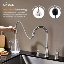 Single Handle 3 Hole Pull Out Sprayer Stainless Steel Brushed Nickel Kitchen Sink Faucet With Soap Dispenser -FURITURE SALE SHOP brushed nickel pull out kitchen faucets doba d0102hpdq6w kxc 1f 1000