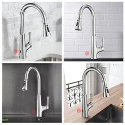 Single-Handle Touchless Pull Out Kitchen Faucet With Sprayer Kitchen Sink Faucets Smart One Hole Taps Brushed Nickel -FURITURE SALE SHOP brushed nickel pull out kitchen faucets q xy is1230 33c 1f 1000