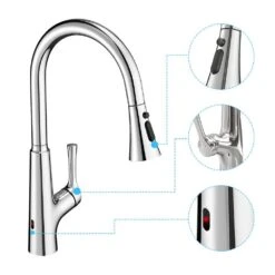 Single-Handle Touchless Pull Out Kitchen Faucet With Sprayer Kitchen Sink Faucets Smart One Hole Taps Brushed Nickel -FURITURE SALE SHOP brushed nickel pull out kitchen faucets q xy is1230 33c 4f 1000