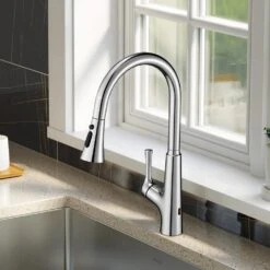 Single-Handle Touchless Pull Out Kitchen Faucet With Sprayer Kitchen Sink Faucets Smart One Hole Taps Brushed Nickel -FURITURE SALE SHOP brushed nickel pull out kitchen faucets q xy is1230 33c c3 1000
