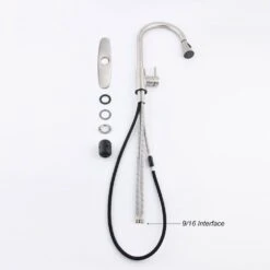 Single-Handle Deck Mount Gooseneck Pull Out Sprayer Kitchen Faucet With Deckplate Included In Brushed Nickel -FURITURE SALE SHOP brushed nickel pull out kitchen faucets w127264932 kxc 76 1000