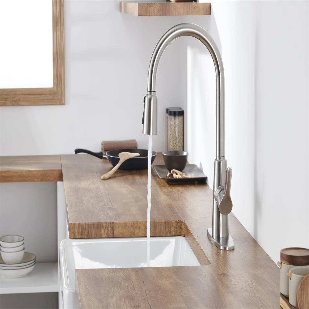 Kitchen Sink Faucet With Pull Out Sprayer Deckplate Included In Brushed Nickle 8 Kitchen Sink Faucet With Pull Out Sprayer Deckplate Included In Brushed Nickle - Image 8