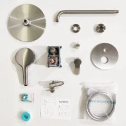 Single-Handle 3-Spray Round Ultra-thin Shower Faucet With 2 Way Pressure Balance Shower Valve Kit In Brushed Nickel -FURITURE SALE SHOP brushed nickel shower faucets w156667058 kxc 76 1000