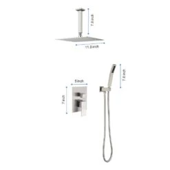 1-Spray 12 In. Dual Shower Head System Ceiling Mounted Shower 2.5 GPM In Brushed Nickel 14 1-Spray 12 In. Dual Shower Head System Ceiling Mounted Shower 2.5 GPM In Brushed Nickel -FURITURE SALE SHOP brushed nickel tahanbath dual shower heads y w2287 141028 76 1000