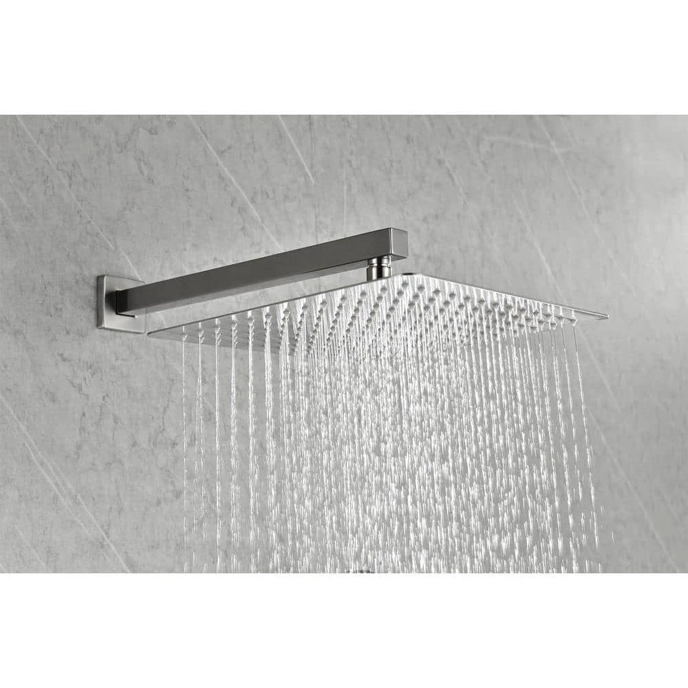 1-Spray 10 In. Dual Rain Shower Head Systems 2.5 GPM Wall Mounted Shower In Brushed Nickel 9 1-Spray 10 In. Dual Rain Shower Head Systems 2.5 GPM Wall Mounted Shower In Brushed Nickel - Image 9