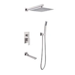 1-Spray 16 In. Dual Rain Shower Head Systems Wall Mounted Shower 2.5 GPM In Brushed Nickel