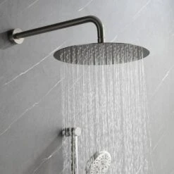 1-Spray Dual Shower System 2.5 GPM With Shower Head,Hand Shower,Slide Bar In Brushed Nickel 11 1-Spray Dual Shower System 2.5 GPM With Shower Head,Hand Shower,Slide Bar In Brushed Nickel -FURITURE SALE SHOP brushed nickel tahanbath dual shower heads y w2287 141179 31 1000