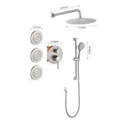 1-Spray Dual Shower System 2.5 GPM With Shower Head,Hand Shower,Slide Bar In Brushed Nickel 10 1-Spray Dual Shower System 2.5 GPM With Shower Head,Hand Shower,Slide Bar In Brushed Nickel -FURITURE SALE SHOP brushed nickel tahanbath dual shower heads y w2287 141179 44 1000