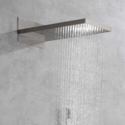 1-Spray Wall Mounted Waterfall Dual Rain Shower System 1.5 GPM In Brushed Nickel -FURITURE SALE SHOP brushed nickel tahanbath dual shower heads y w2287 141444 44 1000