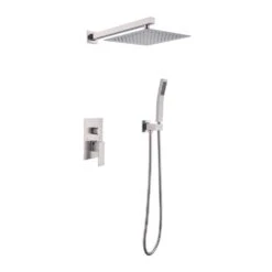 1-Spray Patterns Shower Head With Dual Wall Mount 1.5 GPM In Brushed Nickel