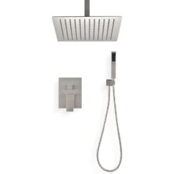 1-Spray Patterns Shower Head With Dual Ceiling Mount1.5 GPM In Brushed Nickel
